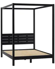 Walker Edison Minimalist Solid Wood Canopy Full Bed
