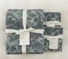 Pottery Barn SORREL TOILE JACQUARD Duvet King/Cal King & 2 Euro Shams Dark Blue
