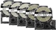 3xBlack on White with 2xBlack on Clear Label Tape Replacement for LC-4WBN LC-4TBW SS12KW ST12KW 12mm 1/2 Inch Tape Cartridges for Labe Works LW300 LW400 LW600P LW700 Label Maker (Total 5 Pack)