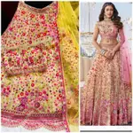 推出迷人的蝴蝶網 LEHENGA,簡要的序列刺繡作品和 CANCAN 和帆布 PATTA