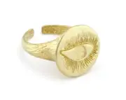 Eye Bark Textured Band Round Ring Adjustable Raw brass 5-8.5US size 4857