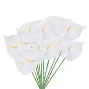 10Pcs 13" Artificial Anthurium Lily Flowers Floral Bouquet Decor, White