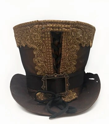 Steampunk Copper Tafeta Regal TopHat With Antique Trim 58cm