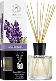 Reed Diffuser Lavender 200ml - Room Diffuser with Lavender Essential Oil - Diffuser with Rattan Sticks - Fragrance Oil Reed Diffuser - Room Freshener - Scented Diffusers - Home Fragrance