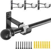 4 Pack Curtain Rod Brackets，Drapery Rod Aluminum Alloy Heavy Duty，Curtain Rod Holders Decorative Rod Hooks Hanger Fit for 1 to 1.2 Inch Drapes Rod(Black，Not Included Curtain Rod)