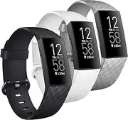 3 Pack Silicone Bands Compatible with Fitbit Charge 4 & Fitbit Charge 3 & Charge 3 Se Band, Silicone Sport Strap Replacement Wristbands for Women Men Small Large