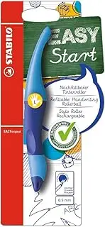 STABILO Ergonomischer Tintenroller für Linkshänder - EASYoriginal in dunkelblau/hellblau -Einzelstift - Schreibfarbe blau (löschbar) - inklusive Patrone