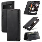 SupRShield For Google Pixel 7A Case RFID Blocking Retro Flip Premium Leather Card Holder Wallet Cover - Black