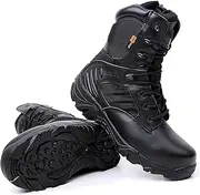 [Zivopah] Mens tactical boots combat boots 8 Inches work boots for men Durable Side Zipper Military Boots Suede Lightweight Boots