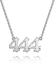 Angel Number Necklace Silver/Gold Stainless Steel Numerology Jewelry 444