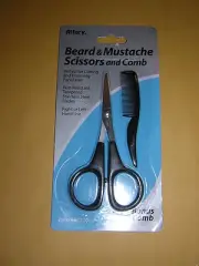 NEW: ALLARY BEARD & MUSTACHE SCISSORS / COMB Facial Hair Trimmer Kit Stainless