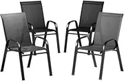 Gardeon 4X Outdoor Stackable Chairs Lounge Chair Bistro Set Patio Furniture