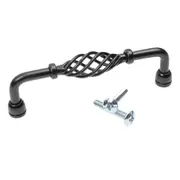 Provincial Cabinet Handles Drawer Kitchen Birdcage, 2 Holes 128mm,Black, Cupboard Door Pull Bathroom Knobs Handle Twist Spiral Matt Vintage Hole