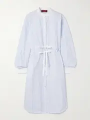 [Gucci] Gucci - Striped Cotton-poplin Midi Shirt Dress - White - IT42 IT 42 White