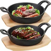 2 Set Small Cast Iron Skillets Mini Round Cast Iron Skillets Set 6.3 Inch 4.9...