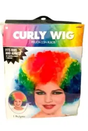 Halloween Curly Rainbow Wig Clown Adult Child Costume Accessory Amscan New