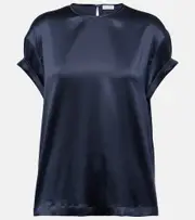 [Brunello Cucinelli] Brunello Cucinelli Silk-blend T-shirt AU 14 blue