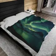 Northern Lights, Aurora Borealis, Velveteen Plush Blanket, Cozy Home Decor Gift