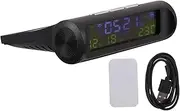 JECOMPRIS 2pcs Clock Temperature Meter Car Thermometer Car Calendar Car Solar Watch Auto Calendar Display Auto Temperature Monitor Auto Digital Watch Solar Charging Automobile Cars Black Abs