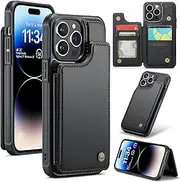 ELEPIK for iPhone 13 Pro Case with Card Holder, Kickstand [4 Card/Cash Holder] [for Women & Men] [Durable PU Leather] Magnetic Wallet Phone Cover for iPhone 13 Pro, Fashion Black