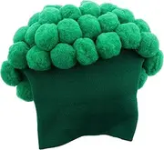 [HORIALENCE] Funny Broccoli Hat Cute Knitted Vegetable Headgear for Parties Unique Broccoli Design with Playful Pompom Warm and Soft Hat for Cosplay and Celebrations Green