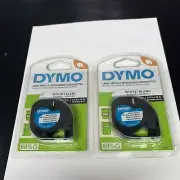(2) Dymo LetraTag 91331 Label Maker Tape White 1/2"W Refill New