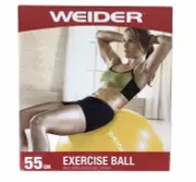 Weider Fitness Ball 55cm Yellow With Hand Pump Exercise Chart New in Box