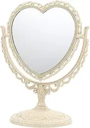 Lurrose 1pc Vintage Swivel Makeup Mirror Elegant Antique Desktop Cosmetic Mirror for Daily Makeup Skincare High-Definition Anti Stable Base Retro Style for Dresser Bedroom Decor