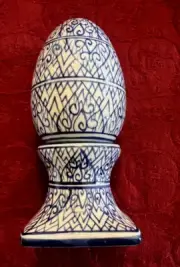 MIB - Vintage Blue & White Egg on Pedestal Salt & Pepper Shakers