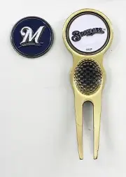 MLB Golf Divot Repair Tool Bronze w/ Ballmark Milwaukee Brewers
