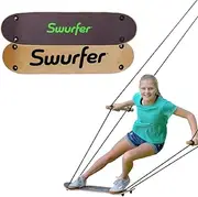 Swurfer TreeSkate Skateboard Swing, Outdoor Stand Up Surf Swing, Holds Up to 200 lbs, Ages 6 and Up, Adjustable Handles, Grip Tape, Kids Outdoor Play Equipment for Children and Adults (Natural),Brown