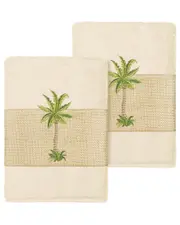 Linum Home Textiles Turkish Cotton Colton 2Pc Embellished Washcloth Set