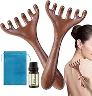 Scalp Massager | 2X Head Massage Combs,6-Claw Wooden Relax Tool, Ergonomic Portable Head Brush for Women Men Body Face Spa Home