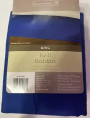 HOME TRENDS King Bed Skirt 78 X 81 Blue White Cotton Polyester [BIN A33]