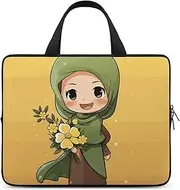 Laptop Case Sleeve Shockproof Computer Carrying Bag Cartoon Muslim Girl Laptop Bag Tote Lightweight Notebook Case Cover Traveling Briefcase Handle Bags for Travel Business 17inch