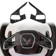 For Corvette C8 2020-23 Black Carbon Fiber Steering Wheel Button Panel Stickers