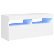 vidaXL TV Cabinet with LED Lights White 90x35x40 cm Hifi Storage Stand Rack