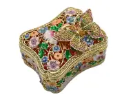 Ciel Butterfly Floral Trinket Box with Butterfly Broach Made Austrian Crystals