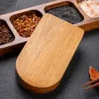 Solid Wood Tray 2/3/4 Grid Seasoning Tray Sushi Bread Sauce Tray Seasoning T _ga
