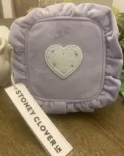 NWT Stoney Clover Lane Purple Velvet Ruffle Galaxy Mini Pouch Heart Patch