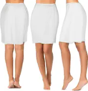 Women Elastic Waist Half Petticoat Skirts,smooth Stretchy,protect Privacy,white xl