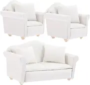 TOYANDONA Mini Dollhouse Sofa Set 1/12 Scale Mini Couch Sofa Cushions for Dollhouse Decoration