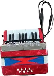 EHJRE 17 Keys 8 Bass Piano Accordion Portable Musical Instrument for Children Learning, Red