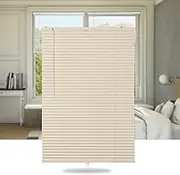 SEEYE Cordless Mini Blinds Aluminum Venetian Blind Horizontal Window Shades, 1" Slat Size - Rooming Darkening Blinds Anti-UV & Waterproof for Bedroom, Office, Easy to Install, 35" W x 48" H, Beige