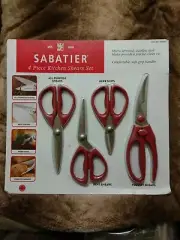 Sabatier 4 Piece Stainless Steel Kitchen Shears Set With Red Soft Grip Handles