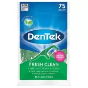 DenTek Fresh Clean Floss Picks For Extra Tight Teeth - Mint Flavor/75 Count