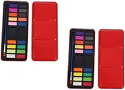 NUOBESTY 2pcs Set Artist Watercolor Set 18 Colors Paints in Travel Box for Easy Portable Art