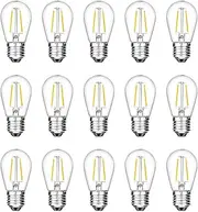2W LED S14 Replacement Light Bulbs E27 Base Shatterproof Retro Edison Bulbs for Waterproof Outdoor Commercial String Lights (15pcs)
