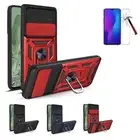 For Google Pixel 8a, Slide Camera Cover Ring Kickstand Case + Tempered Glass