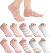 [Zuimei] 10 Pairs Womens Ankle Socks Trainer Socks Cotton Ladies Socks Multipack Cute Pink Socks for Women Girls Size 4-8, pink, One size